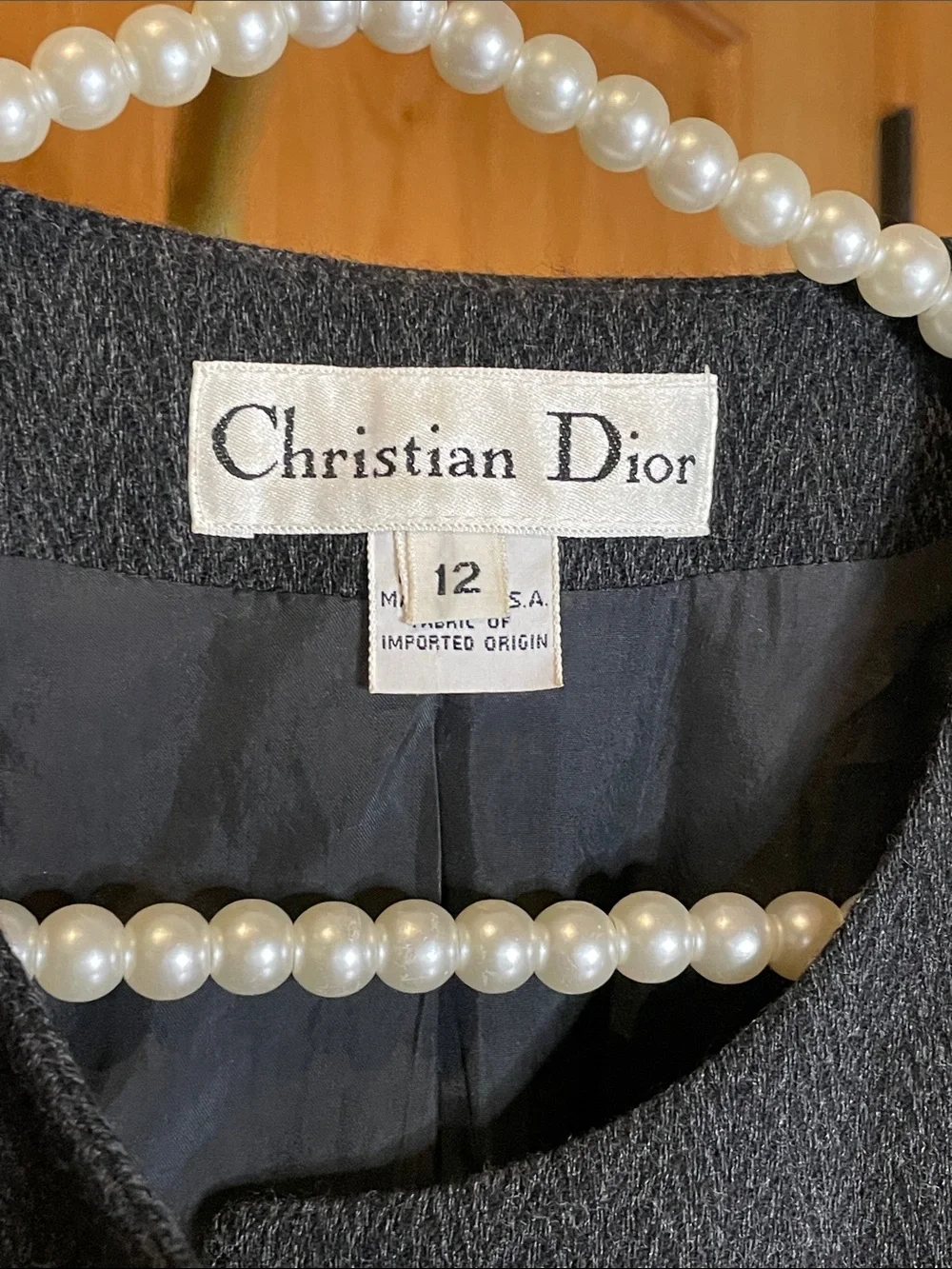 Vintage Christian Dior Women’s Dark Gray Collarless Blazer Size 12 (us size 8)